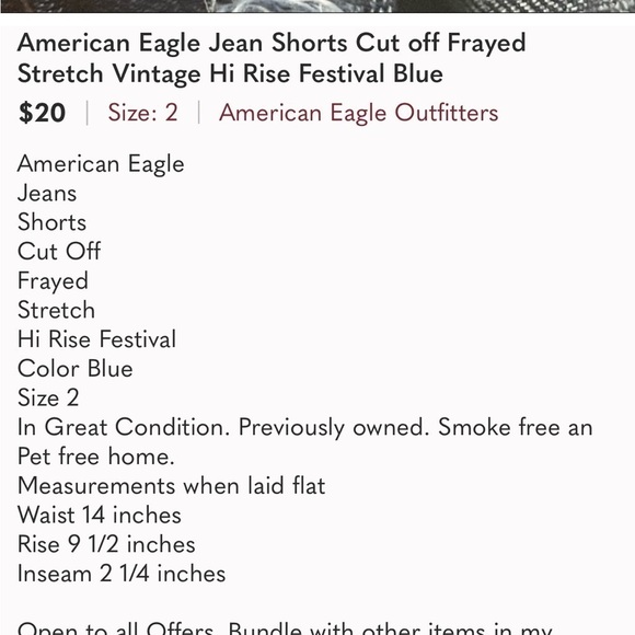 American Eagle Hi-Rise Festival Cutoff Jean Shorts - Size 2 - Picture 13 of 14